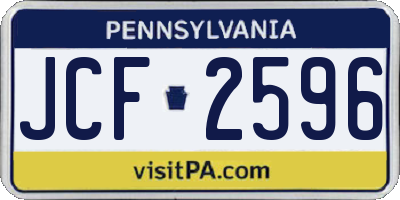 PA license plate JCF2596