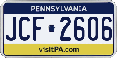 PA license plate JCF2606