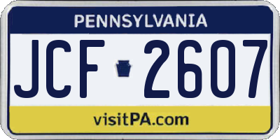 PA license plate JCF2607