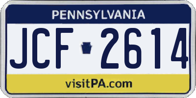 PA license plate JCF2614