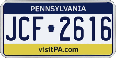 PA license plate JCF2616