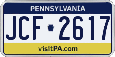 PA license plate JCF2617