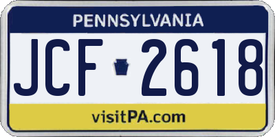 PA license plate JCF2618