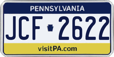 PA license plate JCF2622