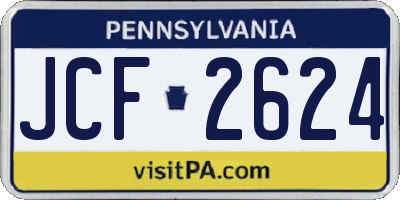 PA license plate JCF2624
