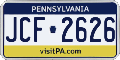 PA license plate JCF2626