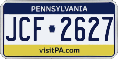 PA license plate JCF2627