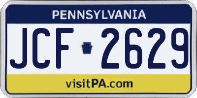 PA license plate JCF2629