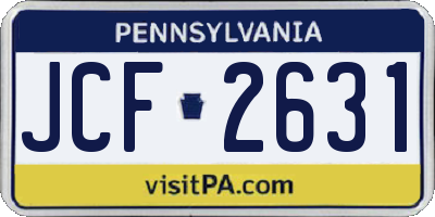 PA license plate JCF2631