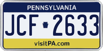 PA license plate JCF2633