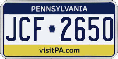 PA license plate JCF2650
