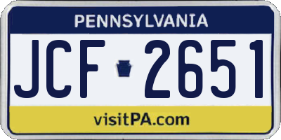PA license plate JCF2651