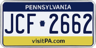 PA license plate JCF2662