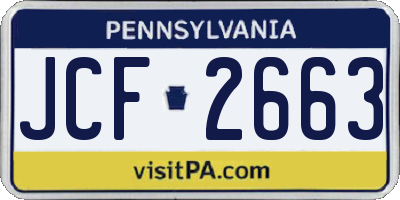 PA license plate JCF2663