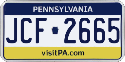 PA license plate JCF2665