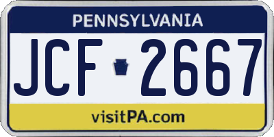 PA license plate JCF2667