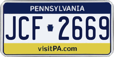 PA license plate JCF2669