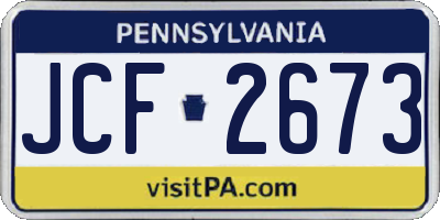 PA license plate JCF2673