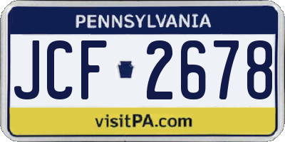 PA license plate JCF2678