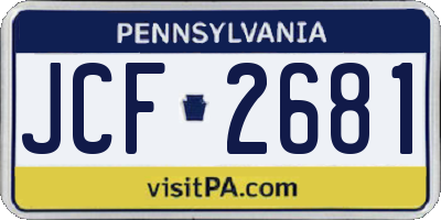 PA license plate JCF2681