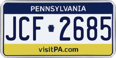 PA license plate JCF2685