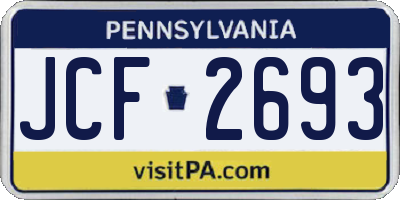 PA license plate JCF2693
