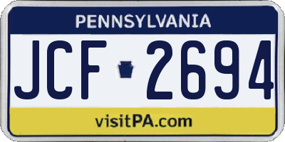 PA license plate JCF2694