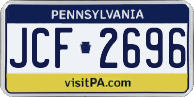 PA license plate JCF2696