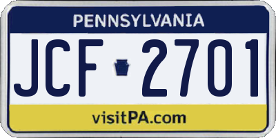 PA license plate JCF2701