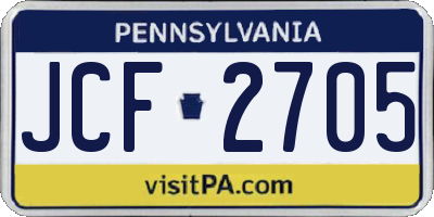 PA license plate JCF2705