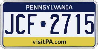 PA license plate JCF2715