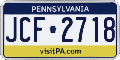 PA license plate JCF2718