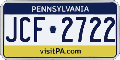 PA license plate JCF2722