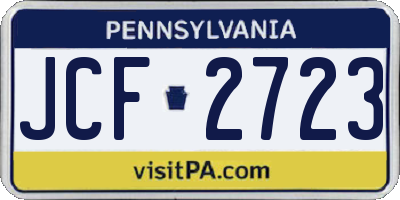PA license plate JCF2723