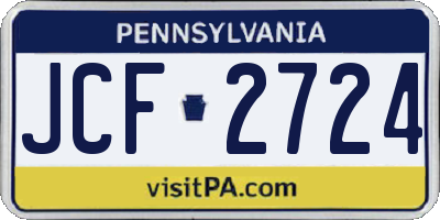 PA license plate JCF2724