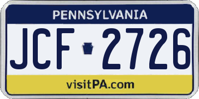PA license plate JCF2726