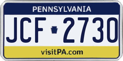 PA license plate JCF2730