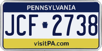 PA license plate JCF2738