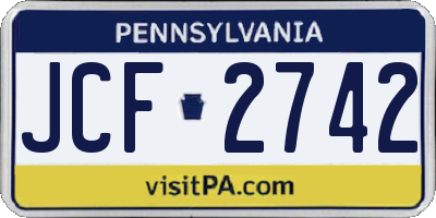PA license plate JCF2742
