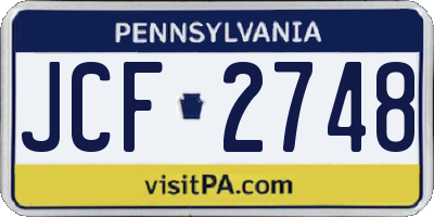 PA license plate JCF2748