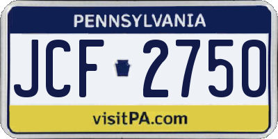 PA license plate JCF2750