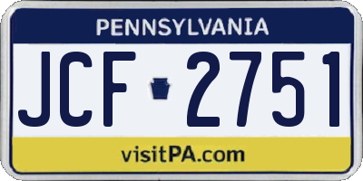 PA license plate JCF2751