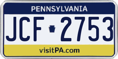 PA license plate JCF2753