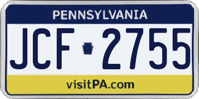 PA license plate JCF2755