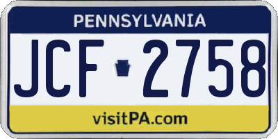 PA license plate JCF2758