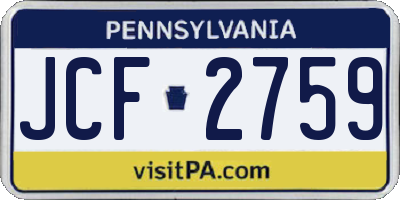 PA license plate JCF2759