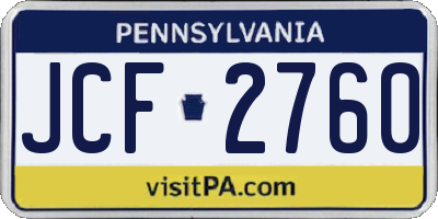PA license plate JCF2760