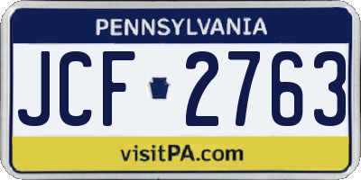 PA license plate JCF2763