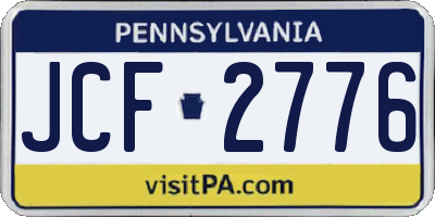 PA license plate JCF2776