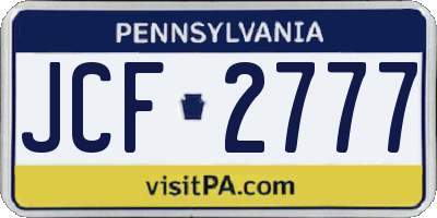 PA license plate JCF2777